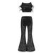 Strapless Short Top And Long Pants Autumn Winter New Ostrich Sequin Two-Piece Set_voghion.com