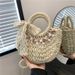 【Forest Style Woven】New Straw Woven Floral Trendy Basket Beach Scarf Bowknot Crossbody Women's Bag_voghion.com