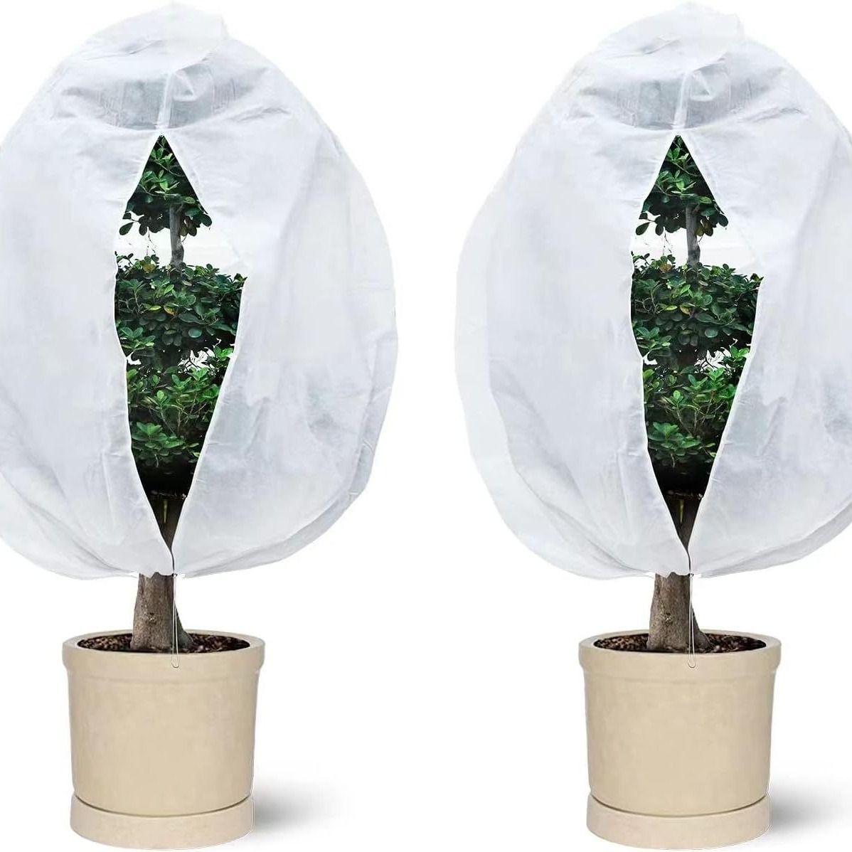 Copertura protettiva per piante da giardino, copertura protettiva per piante in tessuto non tessuto, copertura protettiva antigelo invernale per piante con coulisse e cerniera_voghion.com