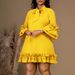 Women's clothing loose casual large size ruffle sleeve lace-up solid color_voghion.com