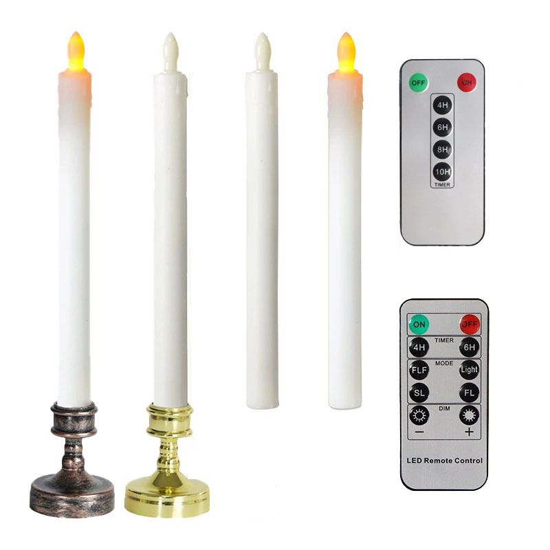 THIKIN Flammenlose LED-Kerzen mit Fernbedienung – Dekorative Lichter mit langem Stab für Hochzeit, Kirche, Weihnachten, Heimdekoration_voghion.com