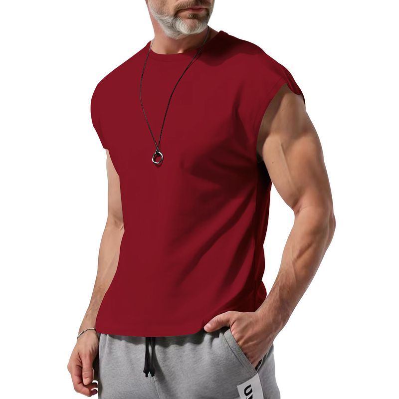 T-shirt d'été sans manches pour homme - Débardeur athlétique ample et respirant, en polyester à séchage rapide et évacuant l'humidité, couleur unie, idéal pour le sport et les loisirs._voghion.com