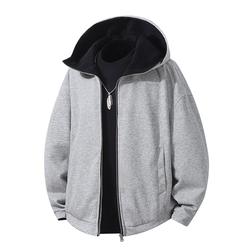 Felpa con cappuccio oversize a collo alto - Pullover streetwear minimalista con spalle scese_voghion.com
