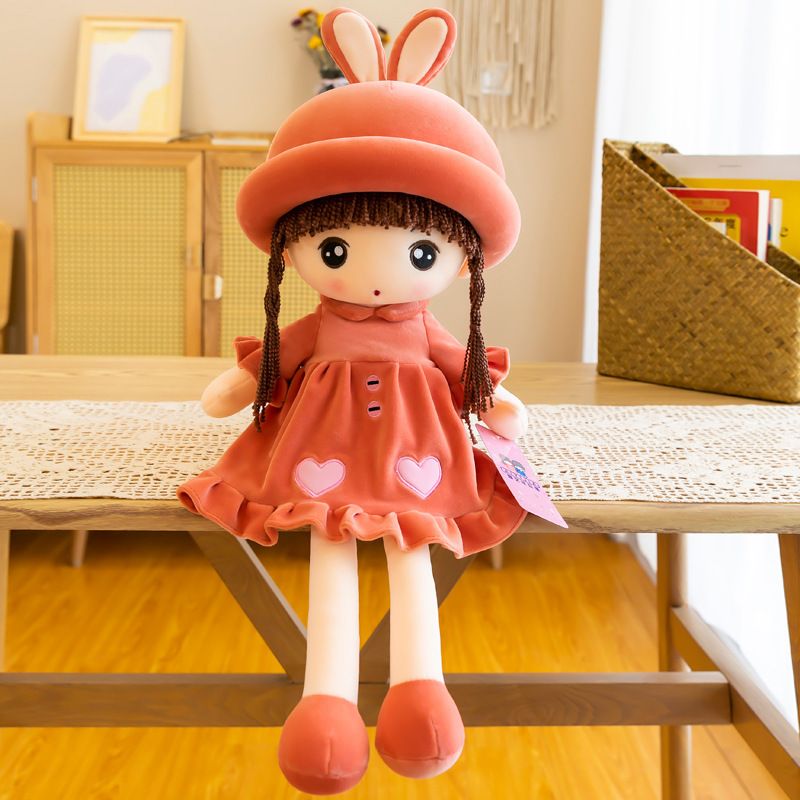 Cute Rabbit Ear Sweetheart Doll Plush Toy Doll Girl Bed Sleeping Doll Throw Pillow Girl Birthday Gift_voghion.com