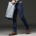Men's Clothing Men's Winter Fleece Jeans Slim Straight Elastic Fleece Warm Outer Wear Youth Fleece Men's Jeans_voghion.com