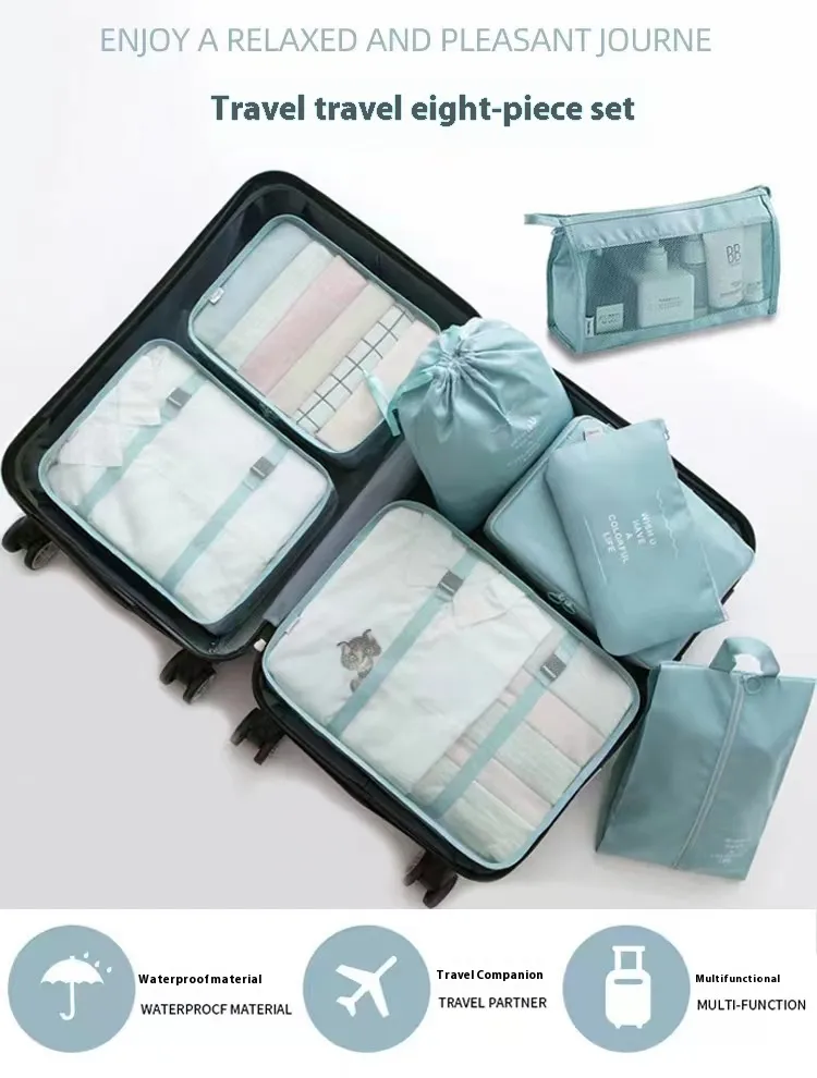 Tri des bagages de voyage et sac de huit pièces, sac de rangement imperméable pour la classification des vêtements_voghion.com