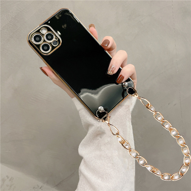 Telefon Case Fir OPPO A54 4G A74 A96 A15 A16 Luxus Handtasche Kette Bracelet Plating Soft Silikon Cover A53 2020 A9 A8 A31 _voghion.com