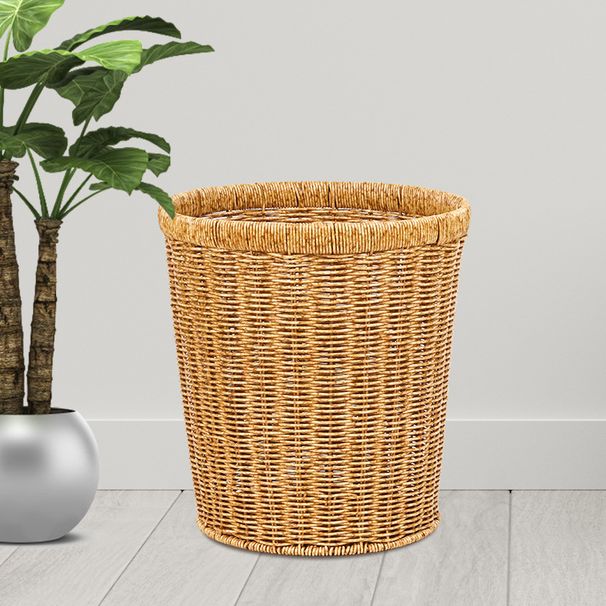 Cestino portaoggetti in rattan rinforzato con filo di ferro antiruggine, cestino per la spazzatura per la casa, cestino portaoggetti in rattan intrecciato fatto a mano_voghion.com