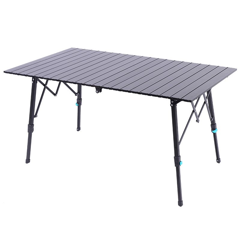 Outdoor Aluminum Alloy Folding Supplies Picnic Portable Lifting Camping Wood Grain Chicken Rolls Table_voghion.com