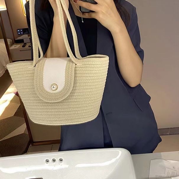 Γυναικείες τσάντες Τσάντα Tote μεγάλης χωρητικότητας Τσάντα θαλάσσης Υφασμάτινη τσάντα Γυναικεία υφασμένη τσάντα niche Τσάντα για καθημερινή χρήση με λαχανικά Τσάντα μασχάλης_voghion.com