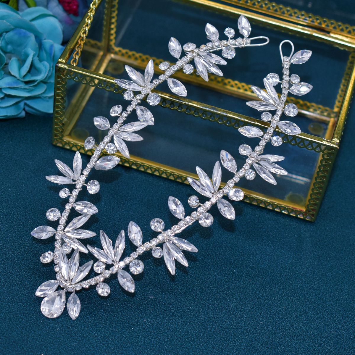 Bridal Necklace Headdress Handmade Rhinestone Wedding Dress Hair Accessories Styling Soft Headband Hairband Pendant_voghion.com
