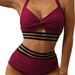 High Waisted Belly Tightening Two-piece With Hollowed Out Bikini Set And Cross Over Swimsuit_voghion.com