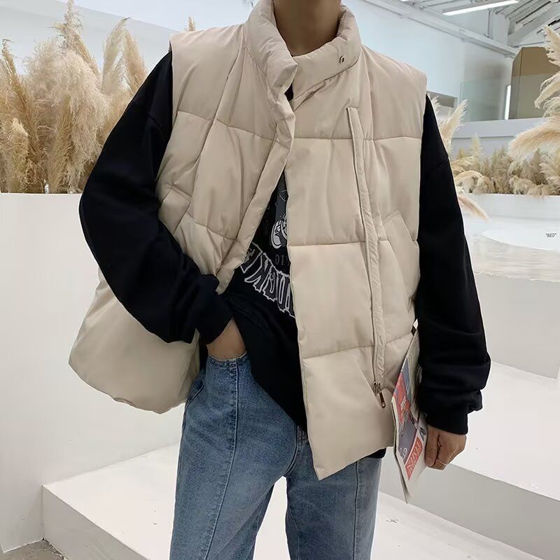 Winter Cotton Jacket Men's Brand Versatile Sleeveless Camisole Korean Version Trendy Loose Vest_voghion.com