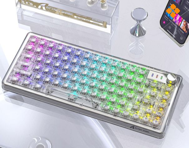 Attack Shark K75RGB Wireless Mechanical Bluetooth Transparent Gasket Hot-Swappable Keyboard_voghion.com