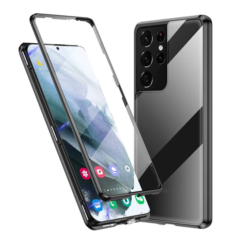 Double Sided Magnetic Adsorption Metal Bumper Glass Case For Samsung Galaxy S8 S9 S10 Plus S20 S21 S22 S23 Ultra Note8 Note9 Note10 Note20Ultra Cover_voghion.com