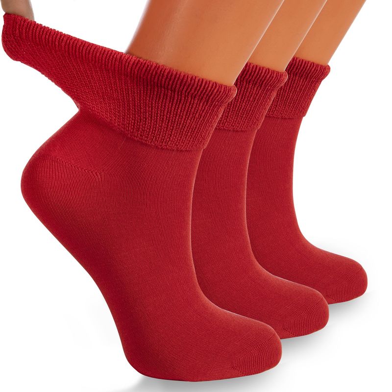 Diabetic Ankle Socks Cotton Non-binding Top 3 Pairs Diabetes Socks Shoe Size 5-7_voghion.com