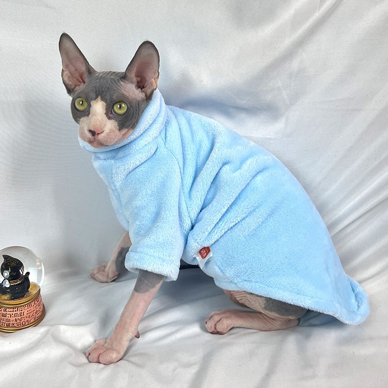Vestiti per gatti Sphynx senza peli, autunno inverno, strato di base in velluto Devon Rex, caldi e confortevoli_voghion.com