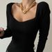 2023 Lente en Herfst One Line Neck Elastic Off Shoulder Split Slim Fit Bottom Knit Top voor dames_voghion.com