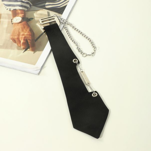 Metallschnallenkette JK für Damen, kein Binden nötig, schlichter, modischer College-Stil, coole und trendige Krawatte_voghion.com