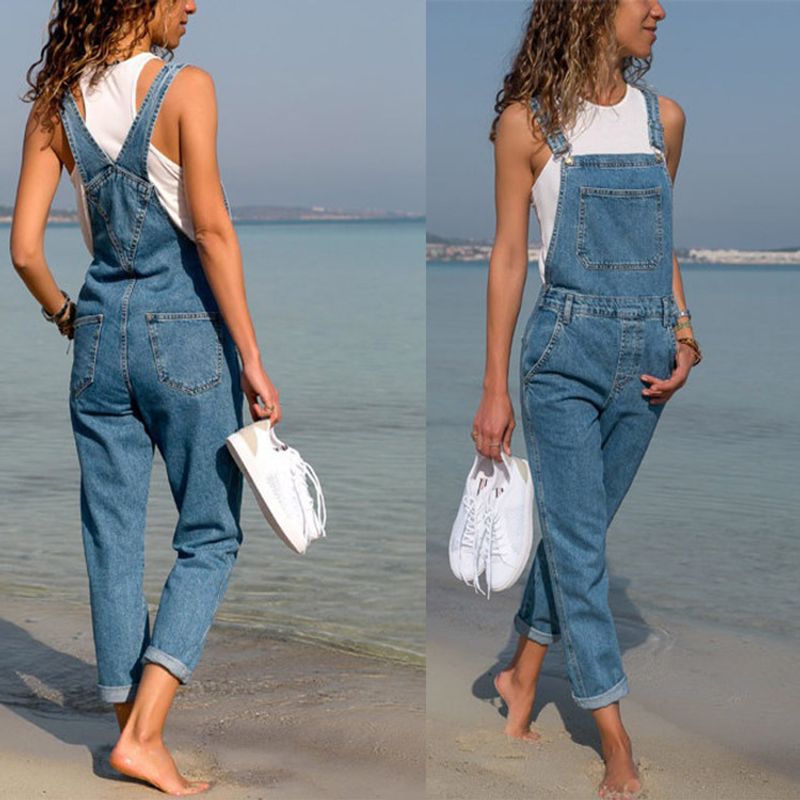 Gonna in denim con bretelle snellenti, tuta da donna_voghion.com