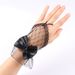 Brautkleid, kurze fingerlose Lolita-Handschuhe aus schwarzer Netzspitze und Schleife_voghion.com