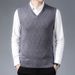 Men's Wool Blend V-Neck Sleeveless Sweater Vest - Plaid & Camouflage Pattern, Slim Fit, Casual Pullover For Autumn_voghion.com