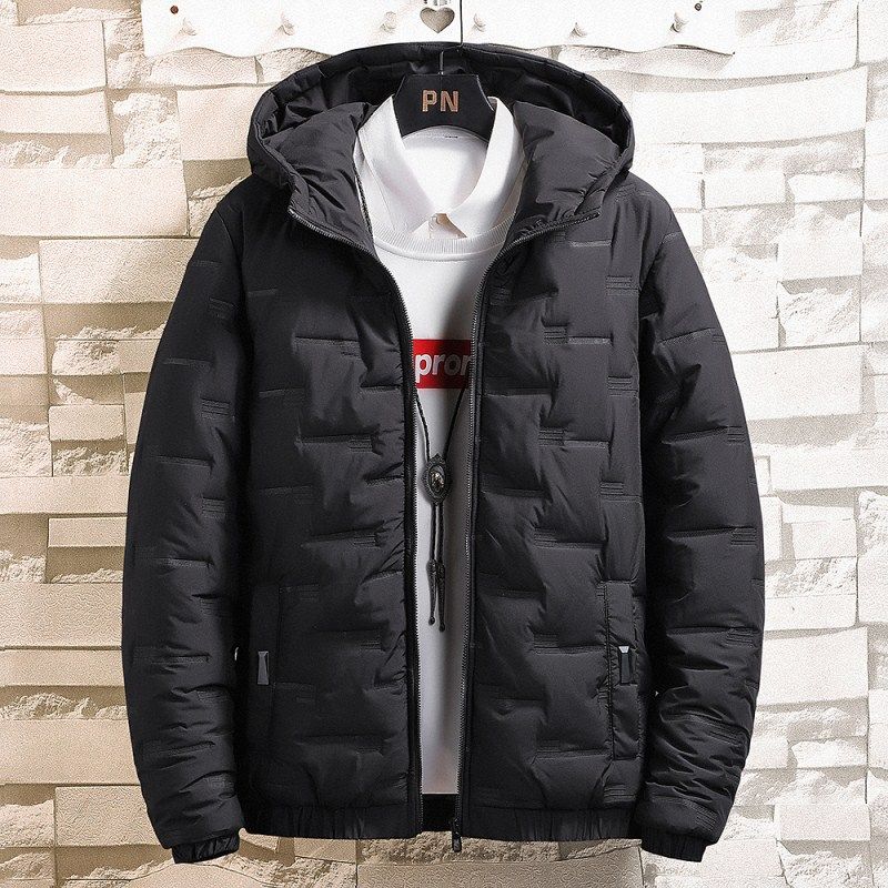 Men's Winter Hooded Puffer Jacket With Multiple Pockets, Lightweight Warm Quilted Coat For Casual Outfit (Black, Army Green, Khaki)_voghion.com