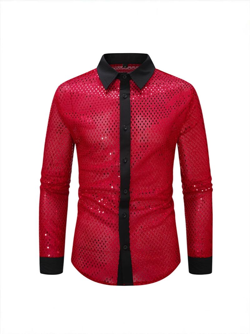 Chemise à manches longues pour homme, style européen et américain, style boîte de nuit, grande taille, motif losange_voghion.com