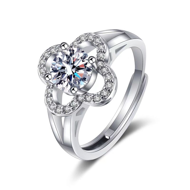 Jewelry three piece set fashionable diamond ring bracelet four leaf clover necklace jewelry set_voghion.com