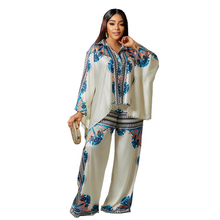 Damenbekleidung Trendy Casual Loose Slim Positioning Printing Retro Langer zweiteiliger Anzug_voghion.com