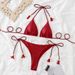 New Sexy Bikini Swimwear Women's Plain Tassel Split Beach Swimwear Set Women's Style_voghion.com