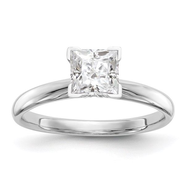 14k White Gold 1/2 Carat VS/SI+ G+ Lab Grown Diamond Princess Solitaire Medium Weight Comfort Fit V-end Four Prong Ring_voghion.com