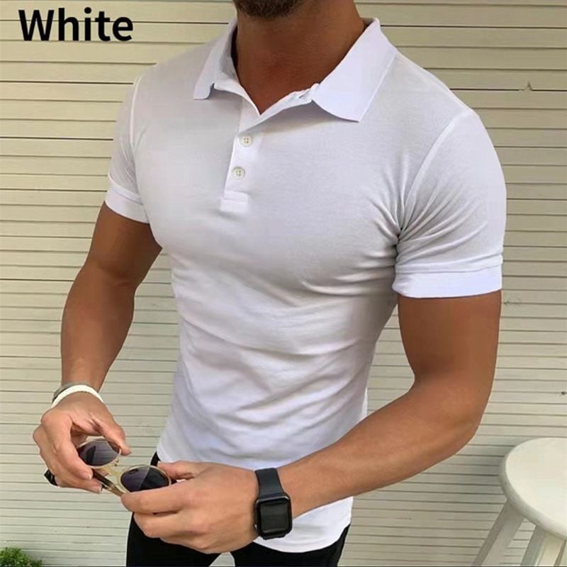 Men's Paul Short-sleeved Casual Solid-color Polo Shirt Stand-up Collar T-shirts _voghion.com