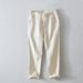 Men's Clothing Spring And Summer Simple Solid Color Straight Pants Men's Drawstring Casual Pants Linen Breathable Trousers_voghion.com