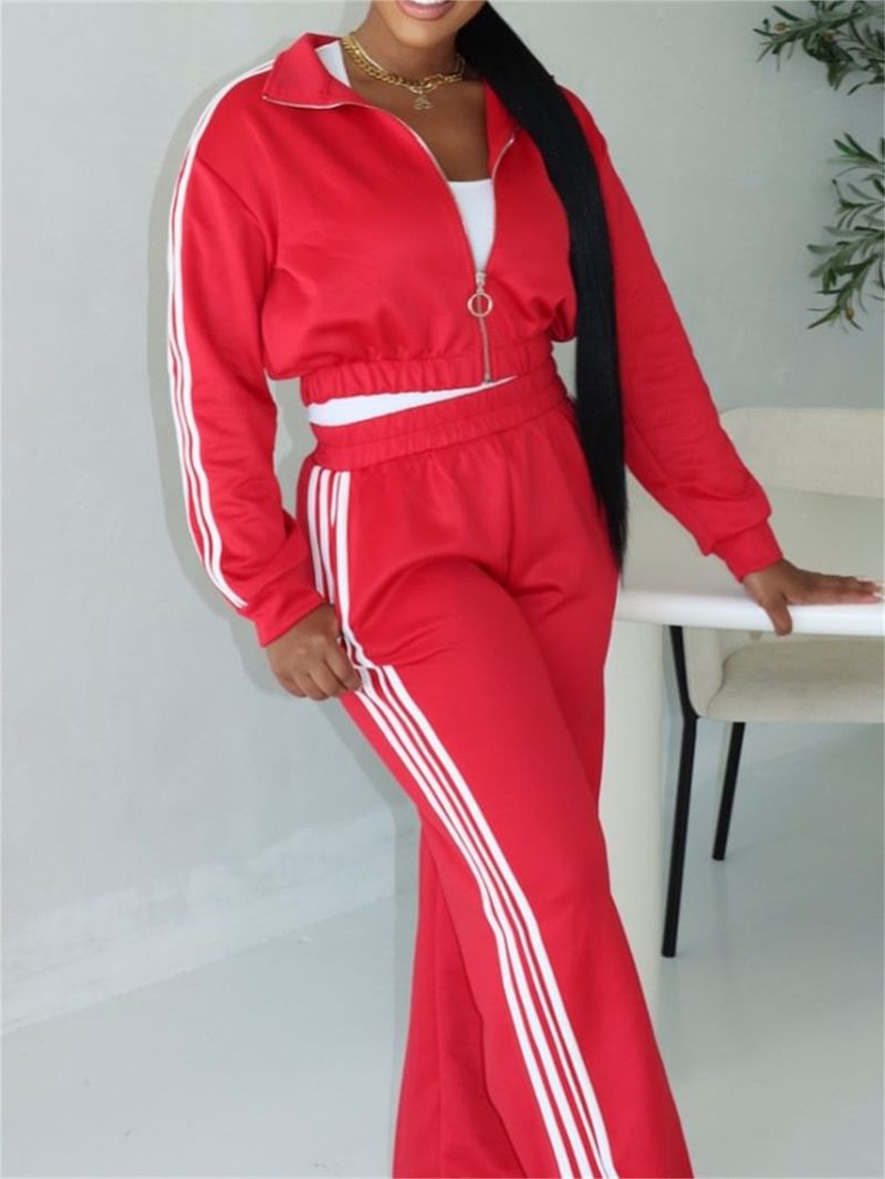 Women's Clothing Loose Leisure Sports Style Solid Color Long Sleeved Tops Jackets And Trousers Suits_voghion.com