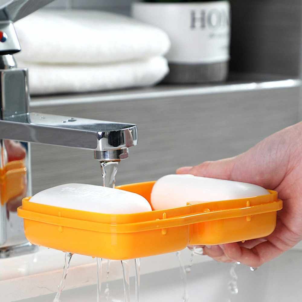 4Pcs Household Double-layer Drain Soap Box Soap Dishes Sponge Holder Toilet Shower Tray Draining Rack Bathroom Toilet Storage Case_voghion.com