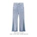 Niche Washed And Distressed Patchwork Slimming Micro Flared Jeans, trendige amerikanische Street-Casual-Hose für Herren_voghion.com
