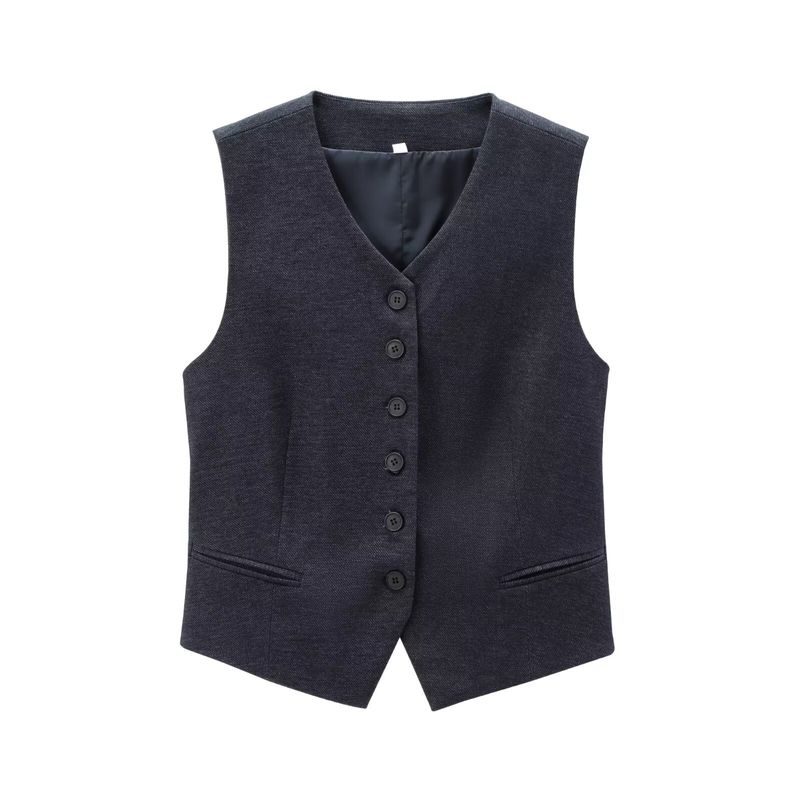 Damenbekleidung 2024 Sommer Neuheit Denim Leinen Anzug Weste Laterne Hosen Set_voghion.com