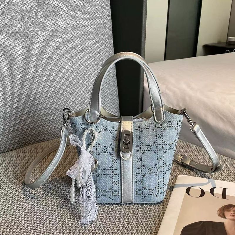 Borsa multifunzionale in denim con paillettes e strass coreani Niche_voghion.com