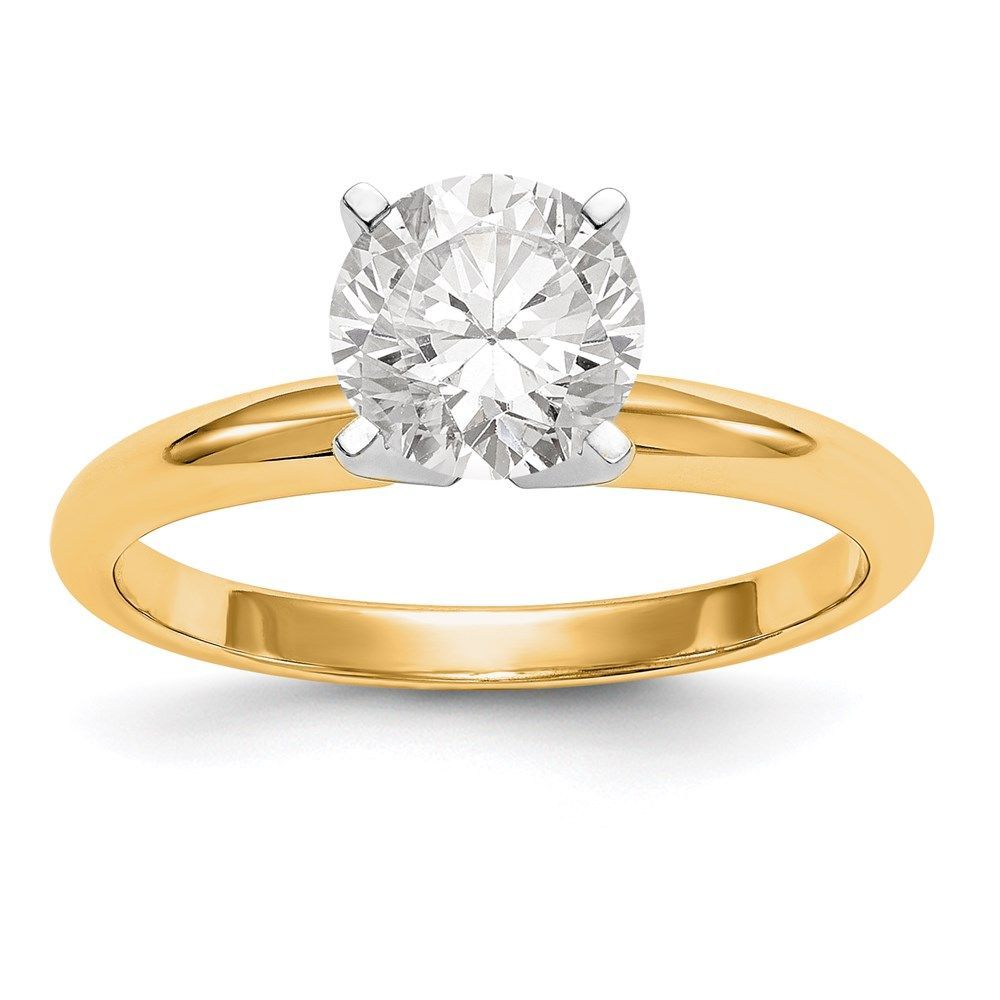 14k Two-tone 1/2 Carat VS/SI+ G+ Lab Grown Diamond Lightweight Round 4 Prong Solitaire Engagement Ring_voghion.com