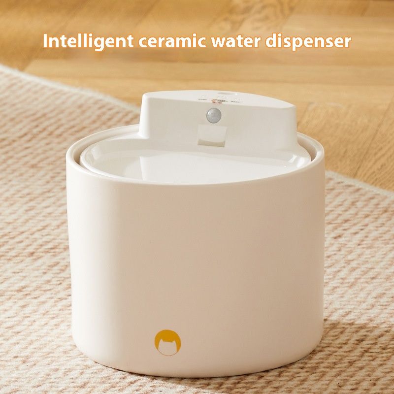 Haustier-Keramikspender mit automatischer Zirkulation, intelligente Sensorik, Futterspender für Katzen und Hunde, kabellose Wasserpumpe, Haustier_voghion.com