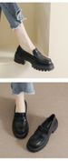 Scarpe da lavoro in pelle nera da donna con plateau e monopedale, stile retrò, stile britannico_voghion.com