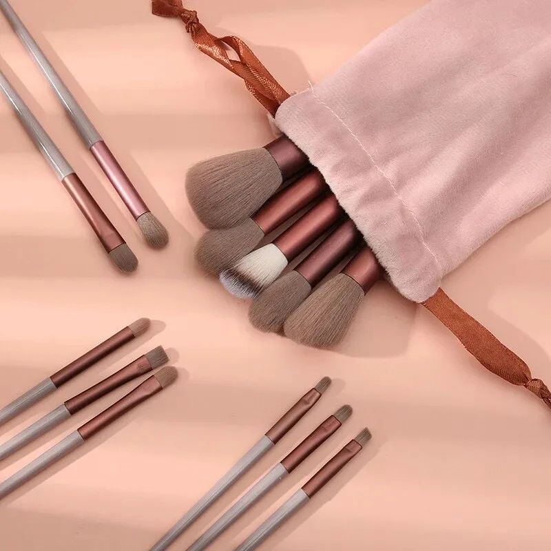 13 PCS Makeup Brushes Set Eye Shadow Foundation Women Cosmetic Brush Eyeshadow Blush Beauty Soft Make Up Tools Bag_voghion.com