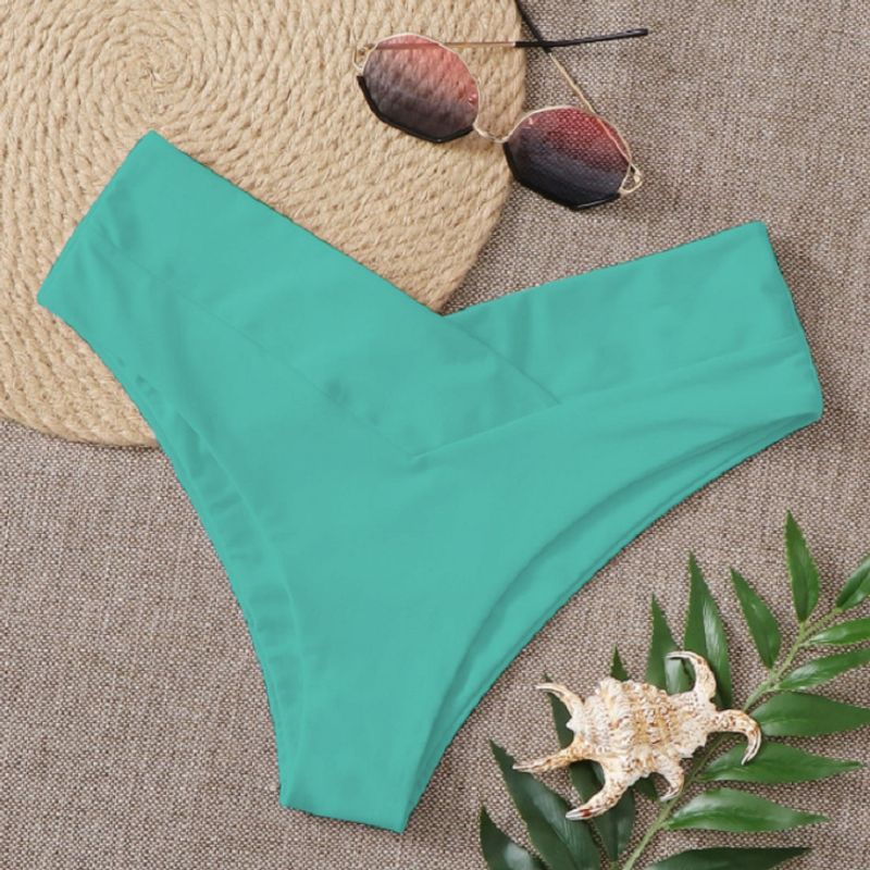 Maillot de bain triangle taille haute pour femme, couleur unie, sexy, style rétro_voghion.com