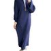 Abito in maglia con cerniera e risvolto, stile musulmano, ampio e casual, per donna_voghion.com