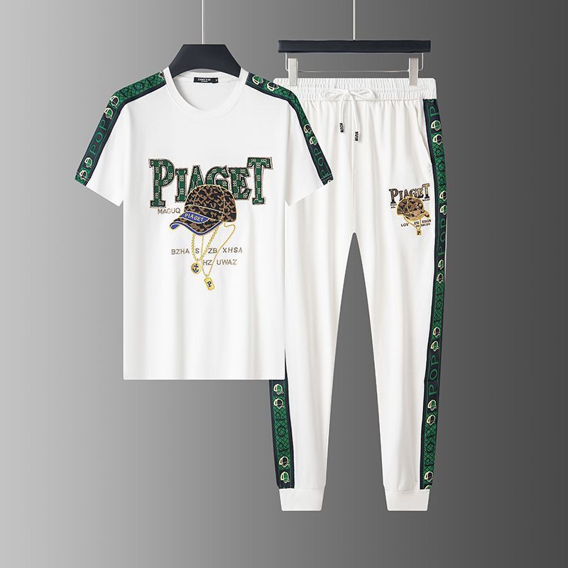 Purchase by Size Chart Summer personalized sequin embroidery casual sports for men's fashionable high-end short sleeved pants two-piece set_voghion.com