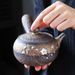 Ancient Japanese Style Coarse Pottery Plum Blossom Side Handle Fragrant Teapot Gold-Plated Iron Glaze Single Person_voghion.com