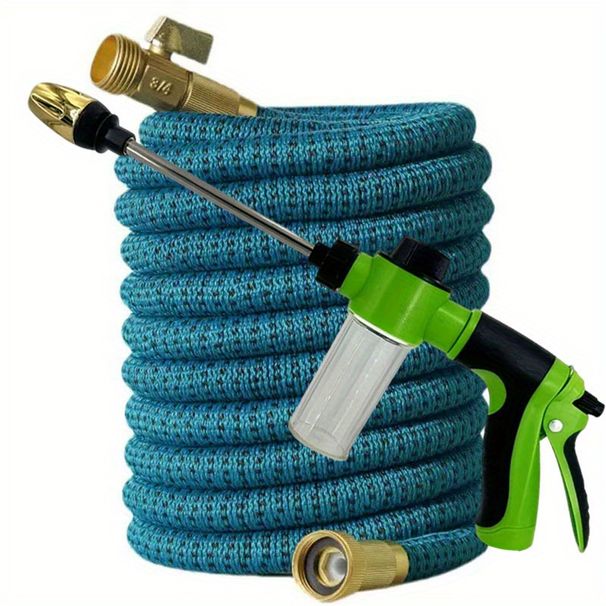 One High-pressure Flexible Garden Hose And Water Gun Kit, With A TPE Inner Liner And 3/4-inch American Standard Threads, Suitable For Outdoor Watering_voghion.com