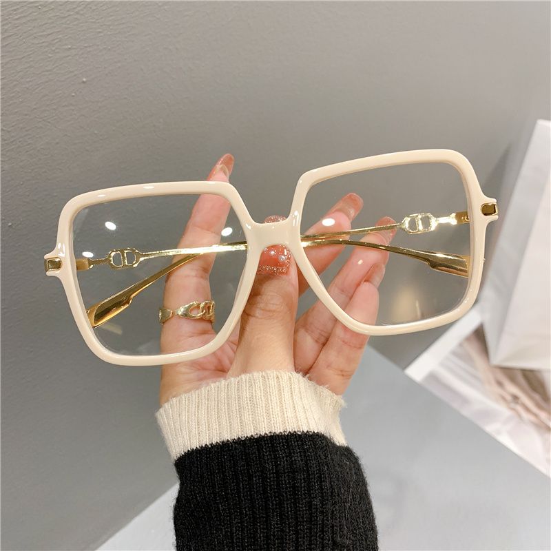 Mood Mood Suured ruudukujulised prillid Retro naiste Anti-sinine Hele Bloking Metal Frame Gla Trend Optiline Arvuti_voghion.com