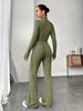 Women's Ribbed Knit Turtleneck Top - Slim Fit Long Sleeve Base Layer (Army Green/Light Gray/Black, S-XL)_voghion.com